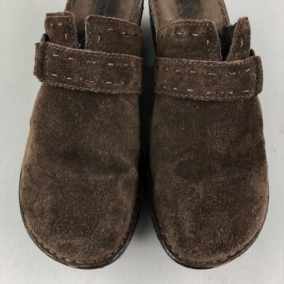 Born Women's Size 7 Brown Leather Suede Closed Toe Heeled Slip On Mules - Picture 4 of 13